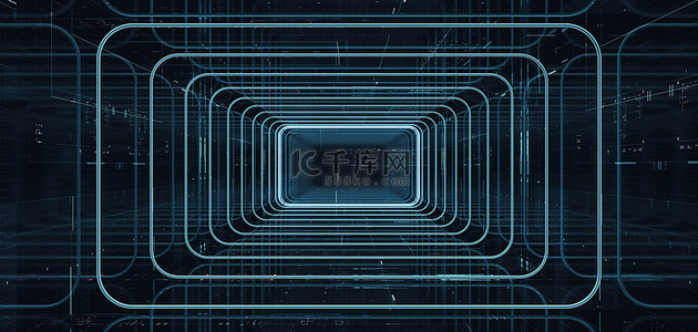 边框背景图片_科技边框矩形框蓝色C4D