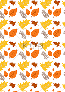 秋季丰收图背景图片_可爱卡通秋季叶子背景壁纸