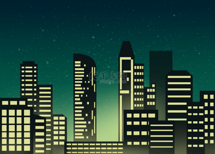 卡通矢量建筑背景背景图片_夜晚剪影城市背景