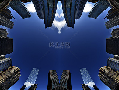 蓝蓝的天空背景图片_蓝蓝的天空大城市摩天大楼高层