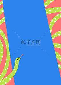 宫殿插画背景图片_蛇相框蓝色时髦动物背景