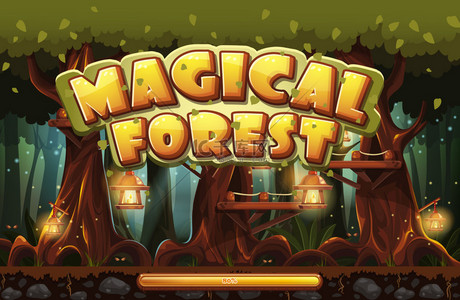 电脑程序图标背景图片_启动画面为电脑游戏魔法森林