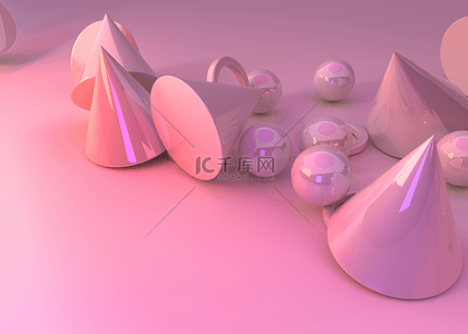简约时尚粉色背景图片_几何体3d渲染三维空间弥红灯效果背景