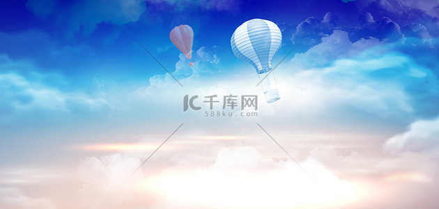 热气球蓝天背景图片_热气球氢气球