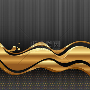 金属质感金色背景图片_金属质感金色流波