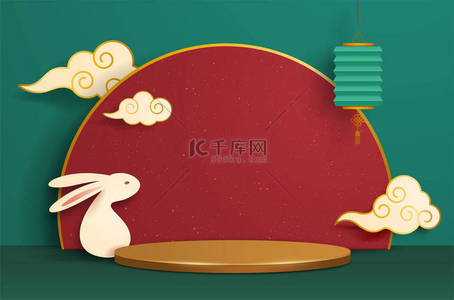 中秋月饼包装盒背景图片_中秋月饼节主题3D背景