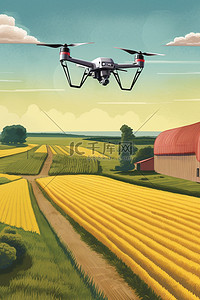 农业补贴背景图片_现代农业农田无人机飞行背景