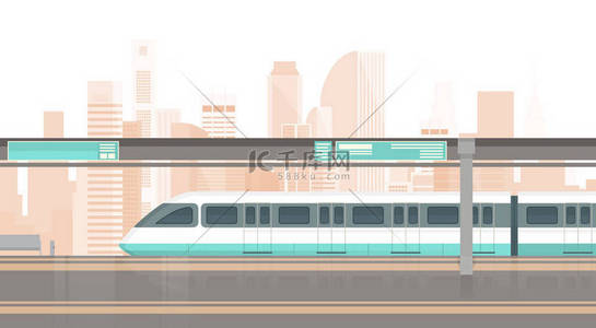 公众号主图背景图片_地铁电车现代城市公共交通工具，地下铁路公路站