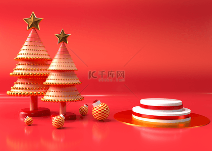 设计常用背景图片_圣诞树3d抽象展台电子商务常用背景
