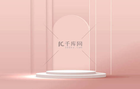 三棱柱包装盒背景图片_化妆品粉红背景和高档讲台展示，用于产品展示、品牌和包装。背景阴影下的演播室舞台。矢量设计.