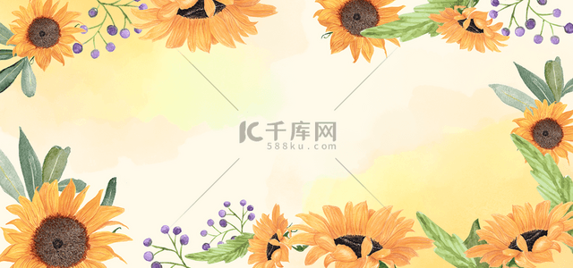 图案向日葵背景图片_金黄渐变水彩向日葵花瓣背景