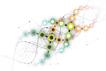 生物科技背景图背景图片_Dna 抽象的图标和元素集合。未来科技
