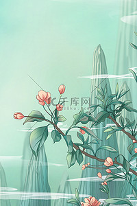 春季美图背景图片_古风山水绿色中国风山水海报
