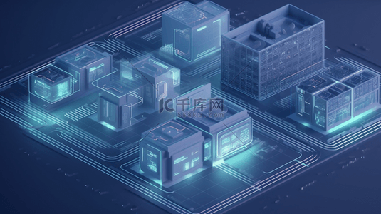 科技智慧城市蓝色背景图片_蓝色商务科技智慧城市建筑