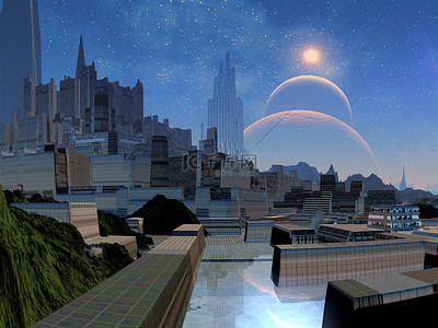 关于背景图片_关于外星世界未来的城市
