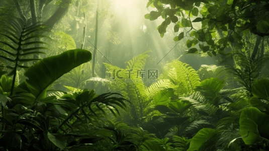 自然与惬意背景图片_绿色热带雨林自然背景