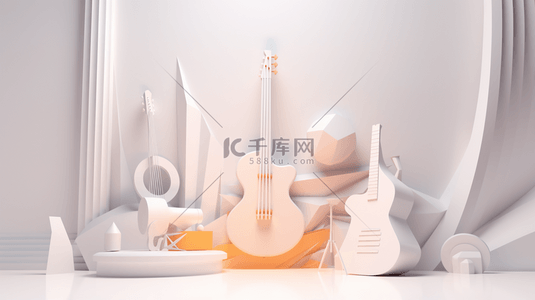 音乐舞台背景图片_3D立体音乐乐器舞台