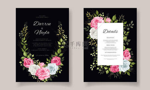 Luxury and elegant floral wedding invitation card template