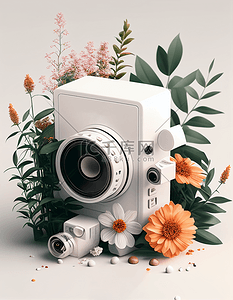 产品摄影3d电器白色相机