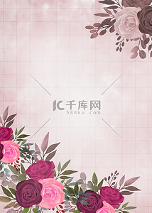 婚礼花卉手绘背景图片_花卉鲜艳玫瑰水彩涂鸦背景