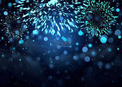 圣诞矢量背景图片_光效蓝色烟花星点背景