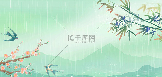 谷雨燕子清新背景