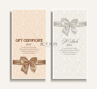 design背景背景图片_Gift certificates with silk ribbons and floral design