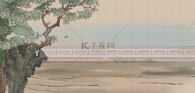 古代国风背景图片_中国风背景树木植物