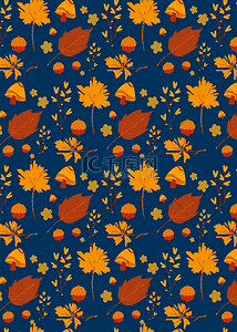 设计秋季背景图片_卡通秋季扁平图案无缝背景壁纸