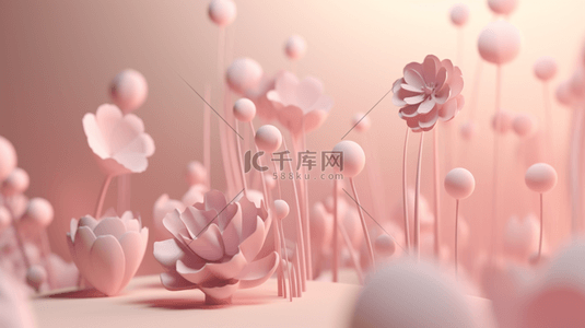 3D立体花朵花装饰背景粉色
