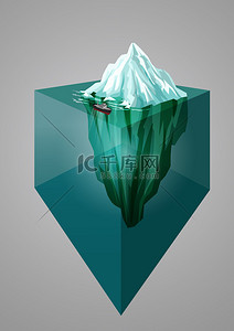 冰山背景。等距的 3d 图。水下或以上水位。矢量图