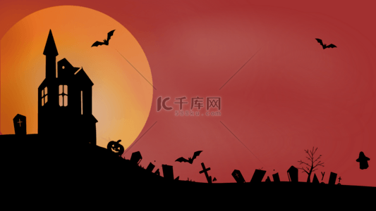 矢量南瓜卡通背景图片_万圣节城市卡通黑色鬼屋背景