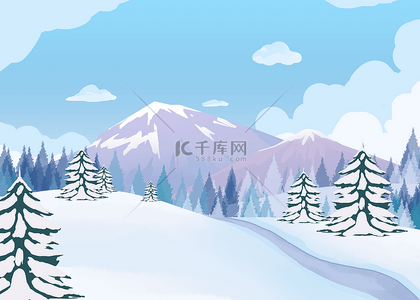蓝色雪山背景图片_冬季雪山背景