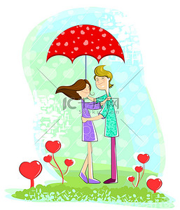 Love couple under umbrella