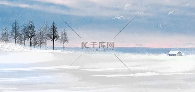 寒潮背景图片_冬季雪景清新冬日