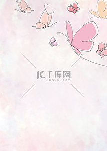 卡通粉色婚礼背景图片_蝴蝶粉紫色翅膀涂鸦艺术背景