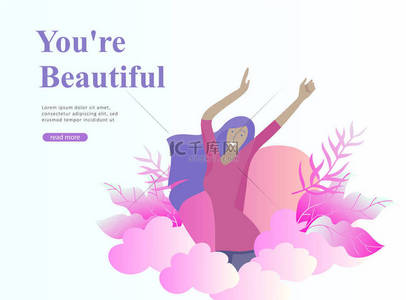 女权背景图片_网页设计模板为美丽, 梦想动机, 国际妇女日, 女权主义概念, 女孩权力和妇女权利, 载体插图为网站
