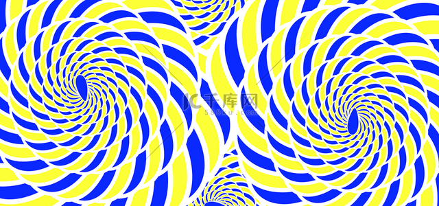 黄色活力背景背景图片_螺旋黄色蓝色抽象视错觉空间背景