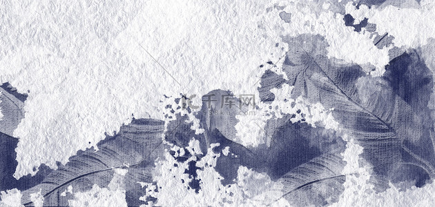 水墨中国风蓝色背景图片_扎染花纹印染叶子