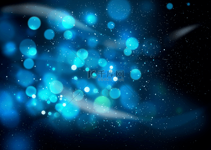 冰泡泡背景图片_蓝色抽象圆形星光夜空背景