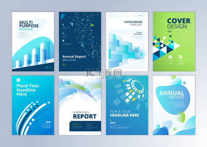 报告背景图片_一套小册子, 年度报告, 传单设计模板 A4 大小。用于商务演示、商业票据、公司文档封面和版式模板设计的矢量插图.