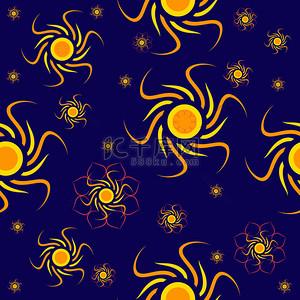 背景点缀装饰背景图片_无缝点缀装饰的金色的太阳在莲花