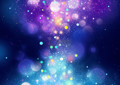 星星装饰效果背景图片_蓝紫色梦幻圆形光圈抽象模糊背景