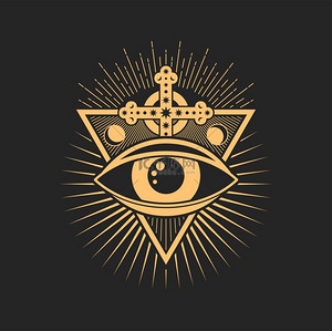 预测眼纹身神秘和深奥的符号矢量塔罗牌魔法符号古埃及带有十字架的护身符矢量神秘视觉标志部落眼炼金术所有看到巫术的眼睛神秘的迹象