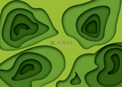 剪纸切割创意抽象绿色背景