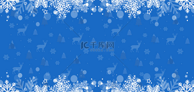 大气冬季背景图片_圣诞节雪花冬天蓝色简约背景