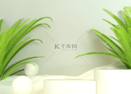 植物展台抽象展示产品展示背景3d渲染