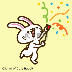 卡通兔年背景图片_Rabbit character illustration series 