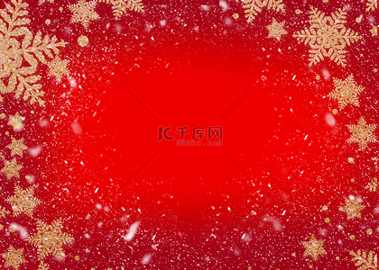 模板白色背景图片_圣诞冬天金色雪花红色背景