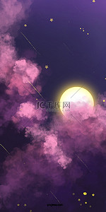 星球流星背景图片_漂亮的夜空流星云朵手机壁纸背景